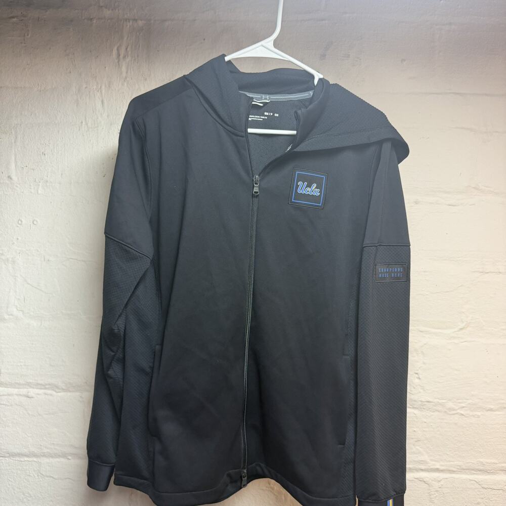 Under Armour Mens UCLA Full Zip Hooded Jacket Size S Black Light Stretch Pockets